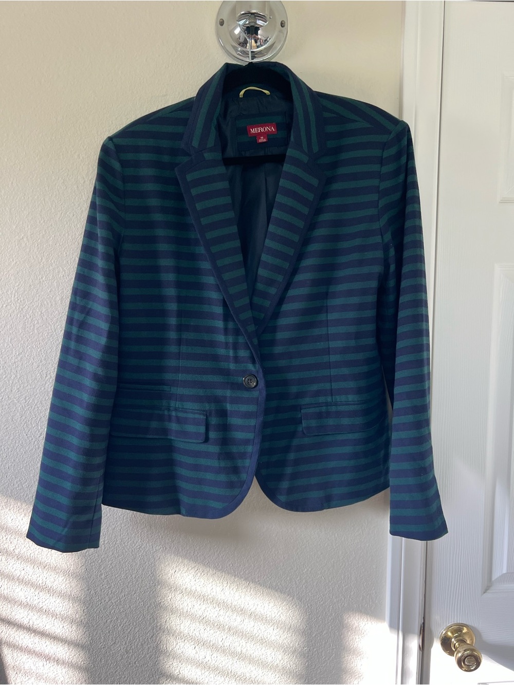 Merona Navy and Green Striped Blazer